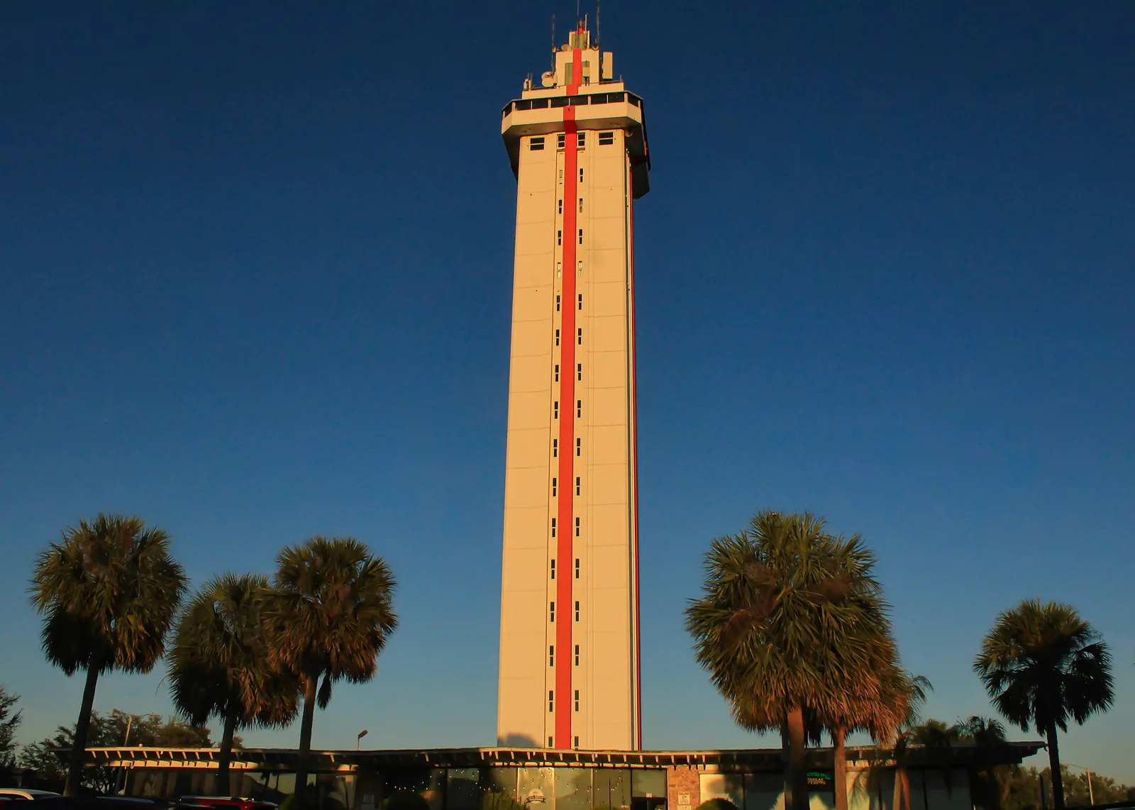 The Florida Citrus Tower on U.S. 27 in Clermont at sunset.